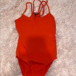 Express Strappy Red Orange Bodysuit